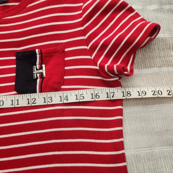 [M] Tommy Hilfiger Red and White Striped T-Shirt Dress Size Medium 100% Cotton - Picture 7 of 8